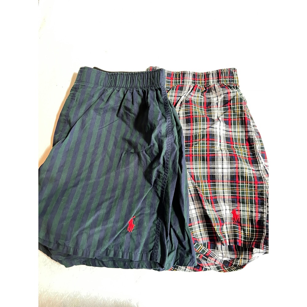 Polo Ralph Lauren Mens Woven Boxer Shorts 2 Pack Plaid Large L Classic Fit